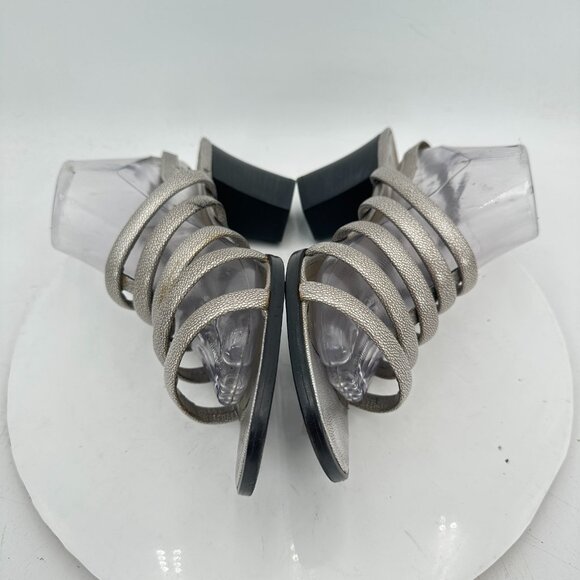 YSL Yves Saint Laurent Women Size 11N Silver Block Buckle Heel Sandal - Picture 7 of 11